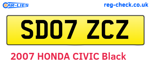 SD07ZCZ are the vehicle registration plates.