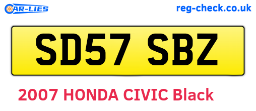 SD57SBZ are the vehicle registration plates.