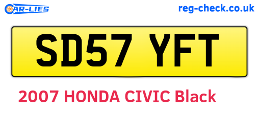SD57YFT are the vehicle registration plates.