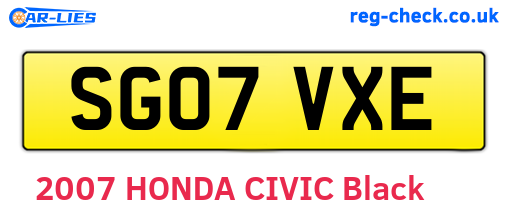 SG07VXE are the vehicle registration plates.