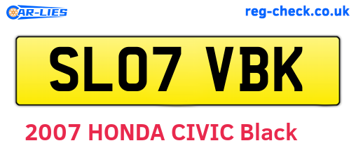 SL07VBK are the vehicle registration plates.