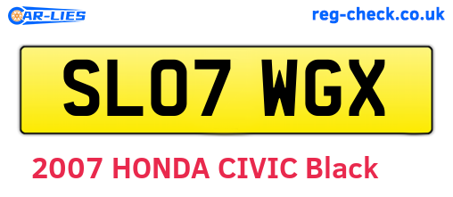SL07WGX are the vehicle registration plates.
