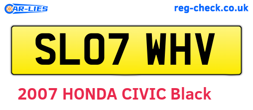 SL07WHV are the vehicle registration plates.