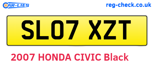 SL07XZT are the vehicle registration plates.