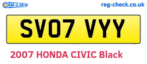 SV07VYY are the vehicle registration plates.