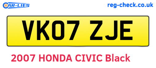 VK07ZJE are the vehicle registration plates.