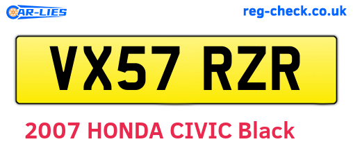 VX57RZR are the vehicle registration plates.