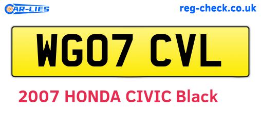 WG07CVL are the vehicle registration plates.