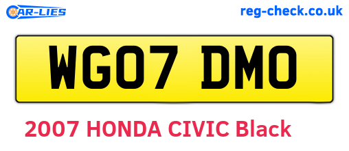 WG07DMO are the vehicle registration plates.