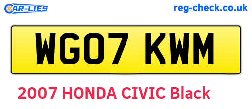 WG07KWM are the vehicle registration plates.