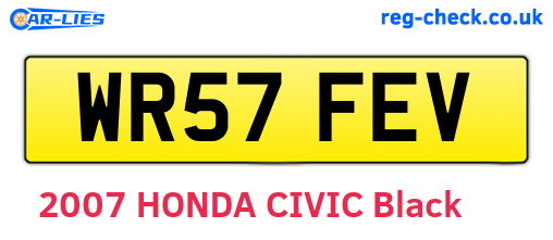 WR57FEV are the vehicle registration plates.