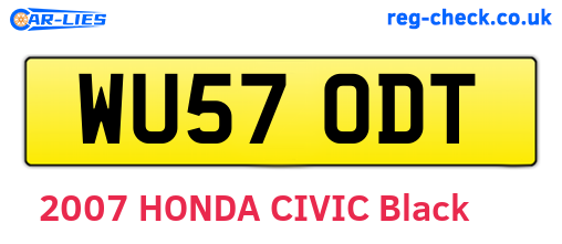 WU57ODT are the vehicle registration plates.