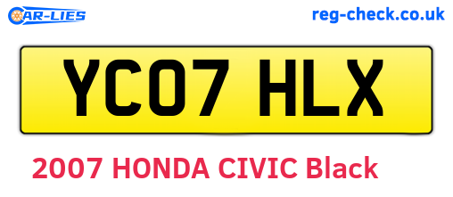 YC07HLX are the vehicle registration plates.