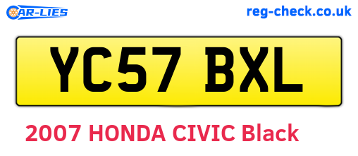 YC57BXL are the vehicle registration plates.