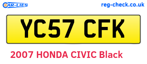 YC57CFK are the vehicle registration plates.