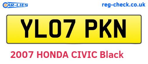 YL07PKN are the vehicle registration plates.