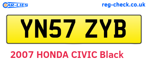 YN57ZYB are the vehicle registration plates.