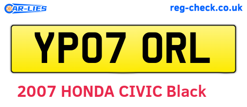 YP07ORL are the vehicle registration plates.