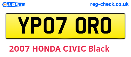 YP07ORO are the vehicle registration plates.
