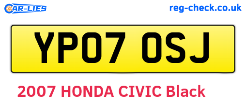 YP07OSJ are the vehicle registration plates.