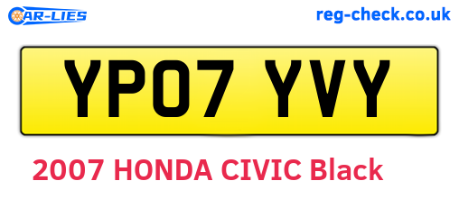 YP07YVY are the vehicle registration plates.