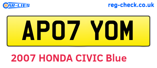 AP07YOM are the vehicle registration plates.
