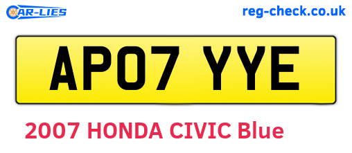 AP07YYE are the vehicle registration plates.