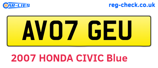 AV07GEU are the vehicle registration plates.