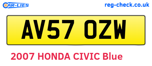 AV57OZW are the vehicle registration plates.
