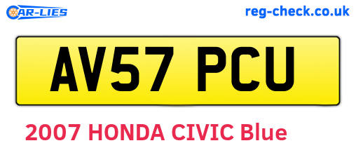 AV57PCU are the vehicle registration plates.