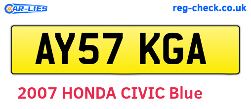 AY57KGA are the vehicle registration plates.