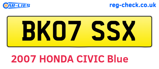 BK07SSX are the vehicle registration plates.