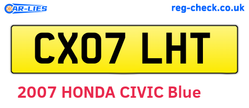 CX07LHT are the vehicle registration plates.