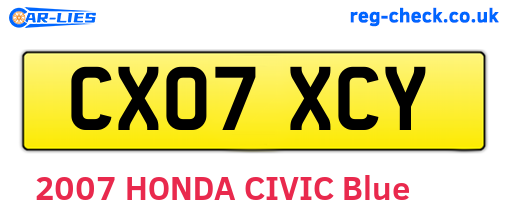 CX07XCY are the vehicle registration plates.