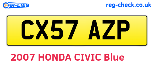 CX57AZP are the vehicle registration plates.