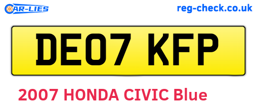 DE07KFP are the vehicle registration plates.