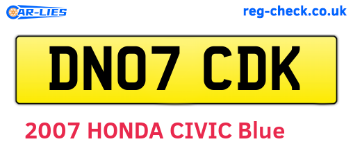 DN07CDK are the vehicle registration plates.