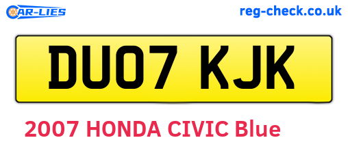 DU07KJK are the vehicle registration plates.
