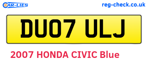 DU07ULJ are the vehicle registration plates.