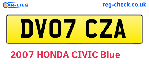 DV07CZA are the vehicle registration plates.