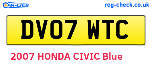 DV07WTC are the vehicle registration plates.