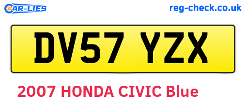 DV57YZX are the vehicle registration plates.
