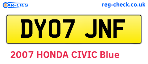 DY07JNF are the vehicle registration plates.