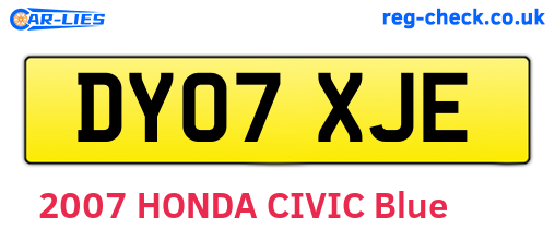 DY07XJE are the vehicle registration plates.