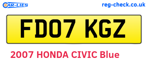 FD07KGZ are the vehicle registration plates.