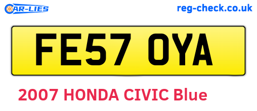 FE57OYA are the vehicle registration plates.