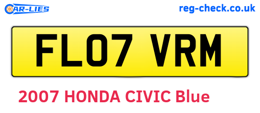 FL07VRM are the vehicle registration plates.