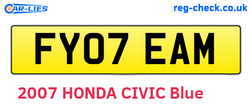 FY07EAM are the vehicle registration plates.