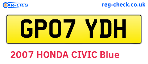 GP07YDH are the vehicle registration plates.