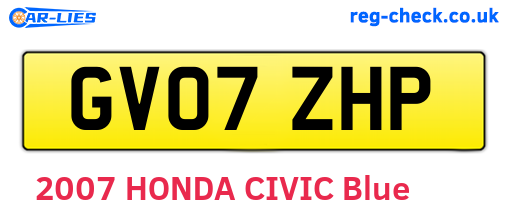 GV07ZHP are the vehicle registration plates.